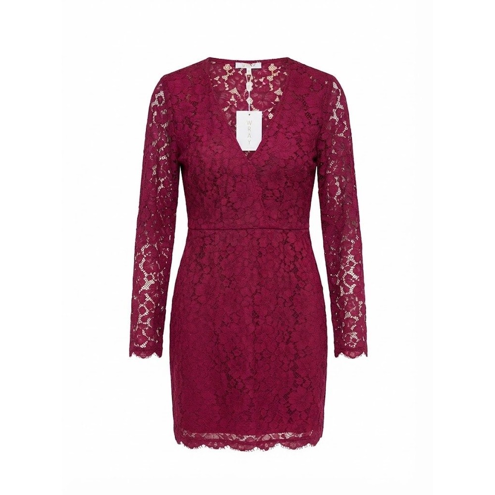 Wayf Lace Dress Womens Small Burgundy Floral Sheath Mini Romantic Dark Academia